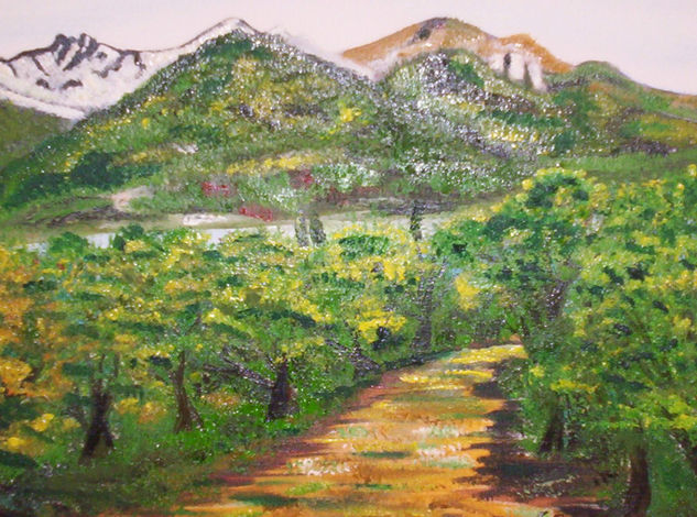 Bajandp por el camino Oil Canvas Landscaping