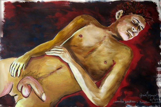 Tino, cuando sueñes, sueña conmigo... Acrylic Paper Nude Paintings