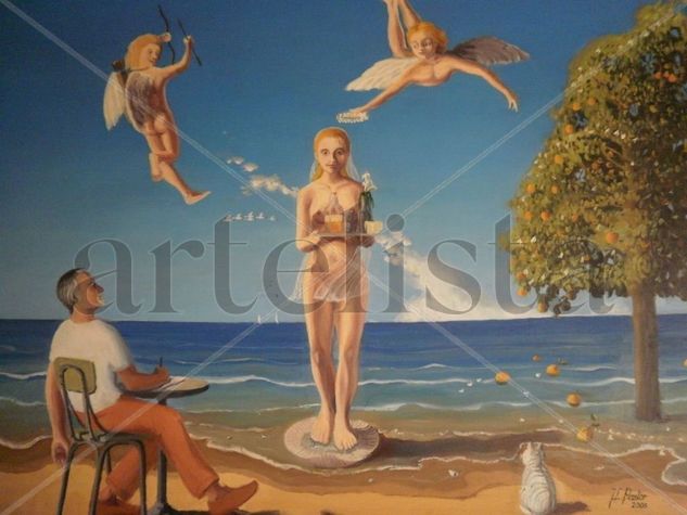 La camarera/Waitress Oil Canvas Marine Painting