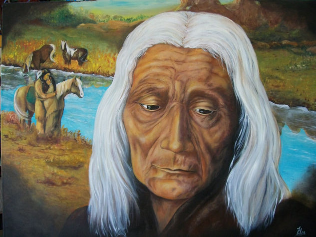 Recordando la tierra oleo Oil Canvas Figure Painting