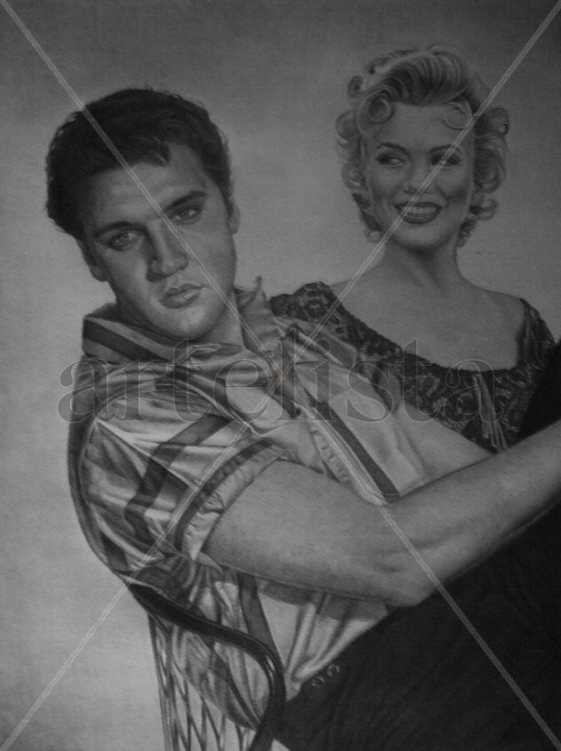 Retrato de Elvis Presley y Marilyn