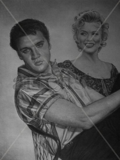 Retrato de Elvis Presley y Marilyn Lápiz