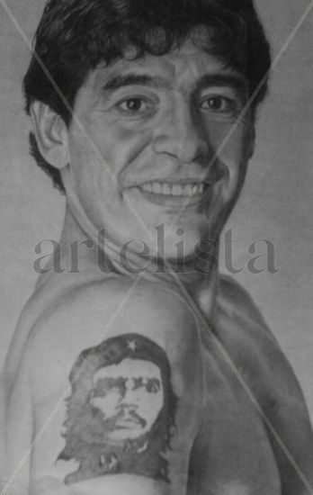 Retrato de Diego Maradona Lápiz