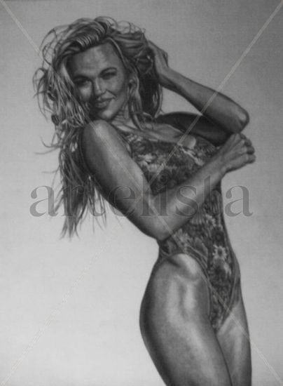 Dibujo de Pamela Anderson Carboncillo