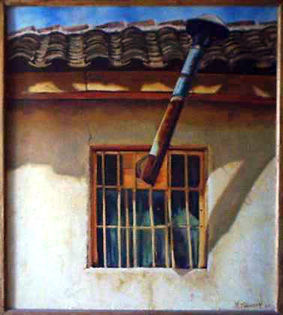 ventana amarilla Oil Canvas Landscaping