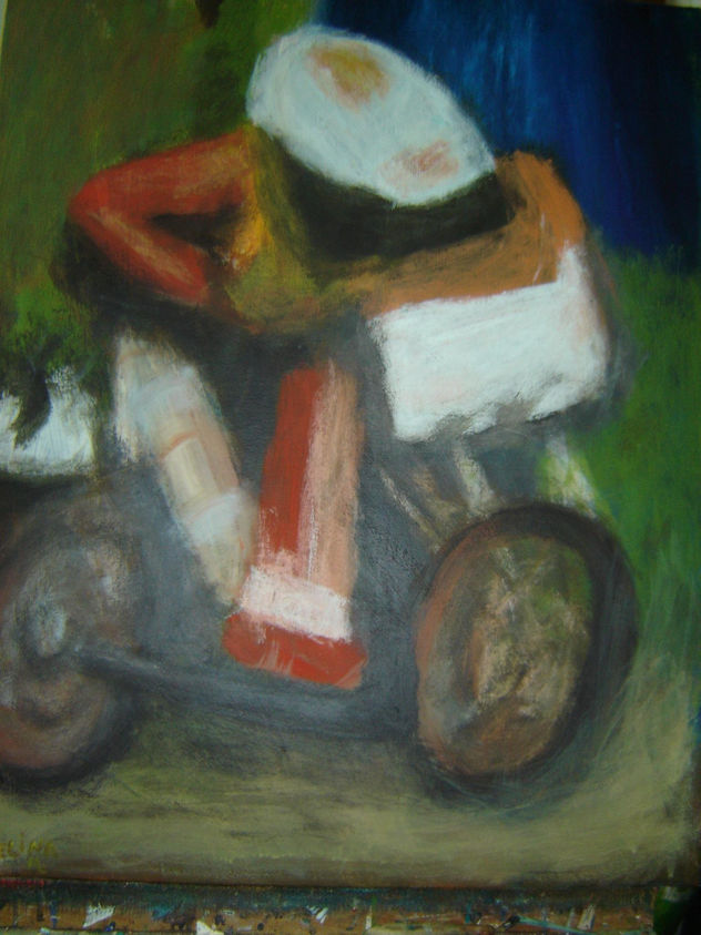 motarde, 81x65cm. acrilico s. tela. 800€.