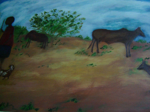 Pastor solitário. 70x100cm. acrilico s. tela, 800€. Acrylic Canvas Landscaping