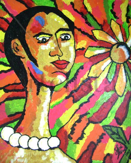 mujer y flor Acrylic Panel Figure Painting