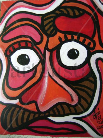 rostro en rojo Acrylic Canvas Figure Painting