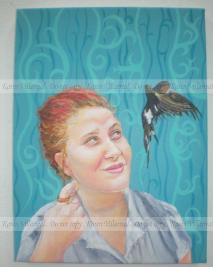 Anita and her Swallow Acrylic Canvas Portrait