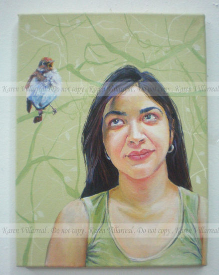 Olga and her Nightingale Acrílico Lienzo Retrato