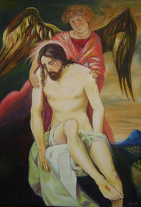 Angel abrazando a...