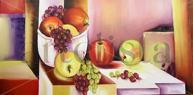 FRUTAS EN PLANOS Oil Canvas Still Life Paintings