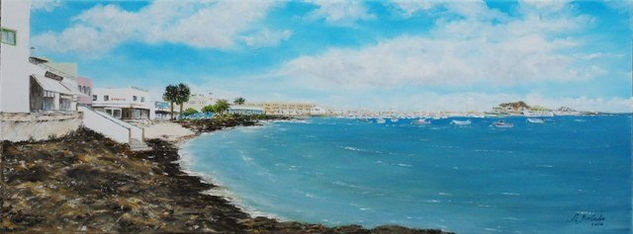 Paseo maritimo de Corralejo Oil Canvas Marine Painting