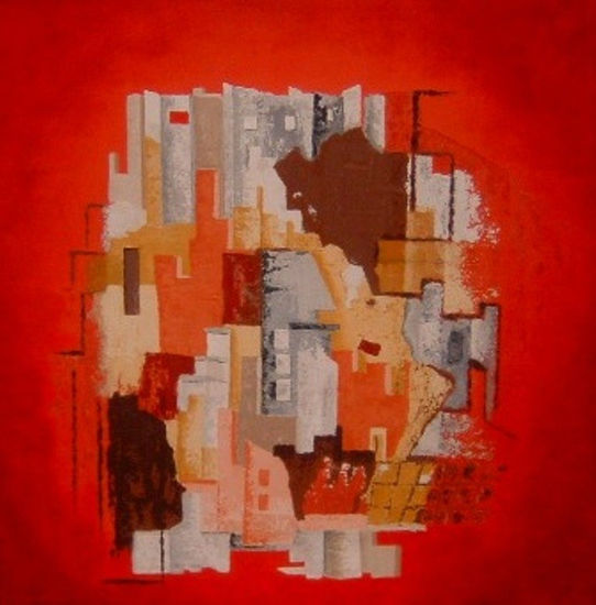 Red Window Mixed media Panel Others