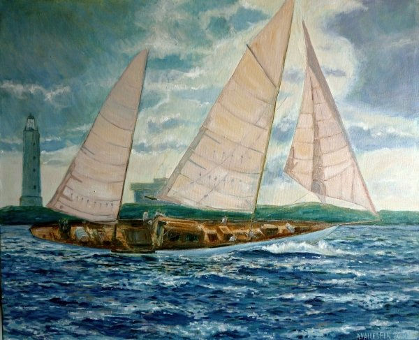 Pasando el faro Oil Canvas Marine Painting