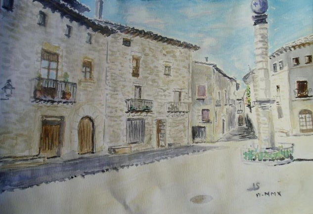 calaceite Acuarela Papel Paisaje