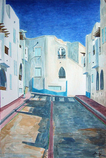 Calle del pasito blanco en La Isleta Watercolour Paper Still Life Paintings