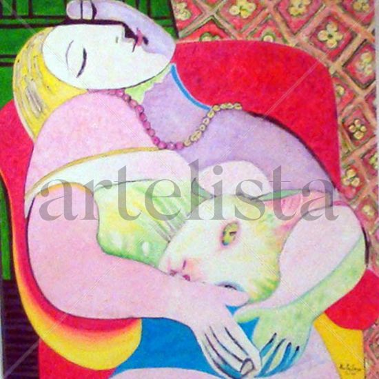 No colo do Sonho (a partir de Picasso) Oil Canvas Figure Painting