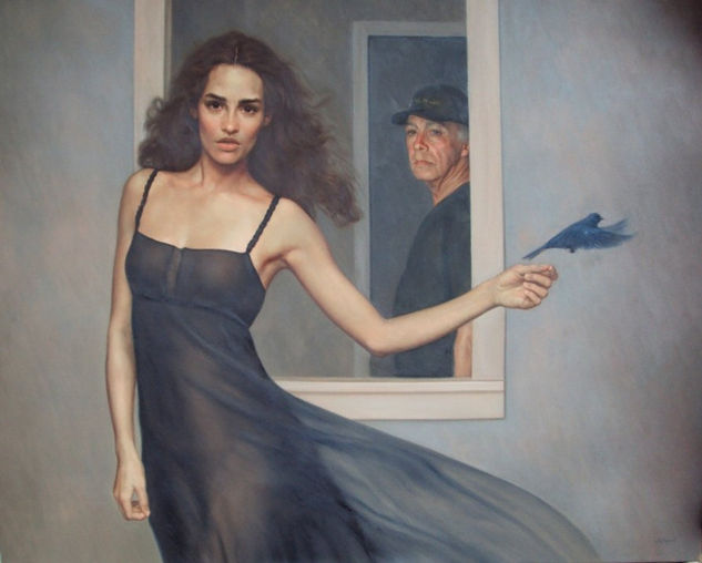 La muchacha y el azulejo Oil Canvas Figure Painting