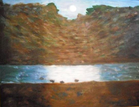 LUNA SOBRE EL RIO Oil Canvas Landscaping