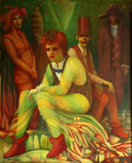 Personajes del circo Oil Canvas Figure Painting