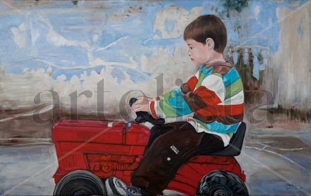 EL TRACTOR Oil Canvas Figure Painting