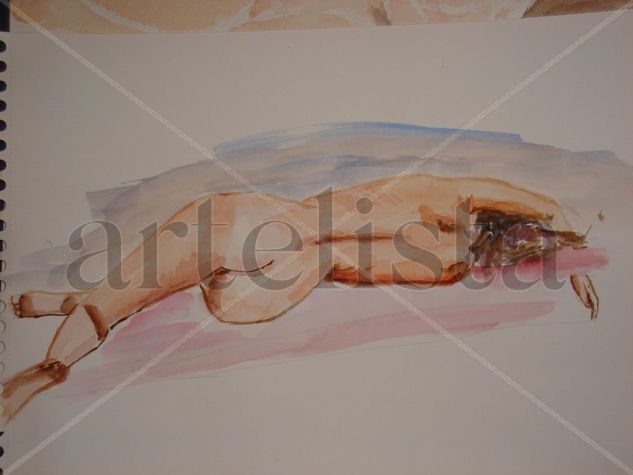 tumbada de espaldas Watercolour Paper Figure Painting