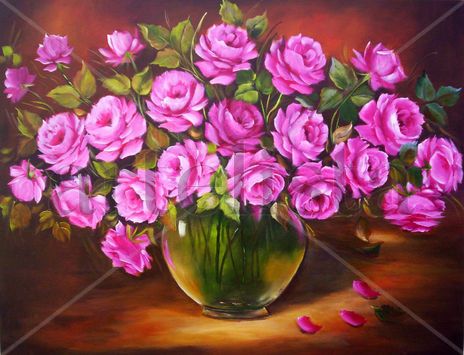 Vaso de rosas rosa