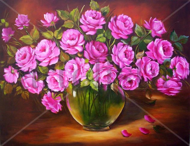 VASO DE ROSAS ROSA
