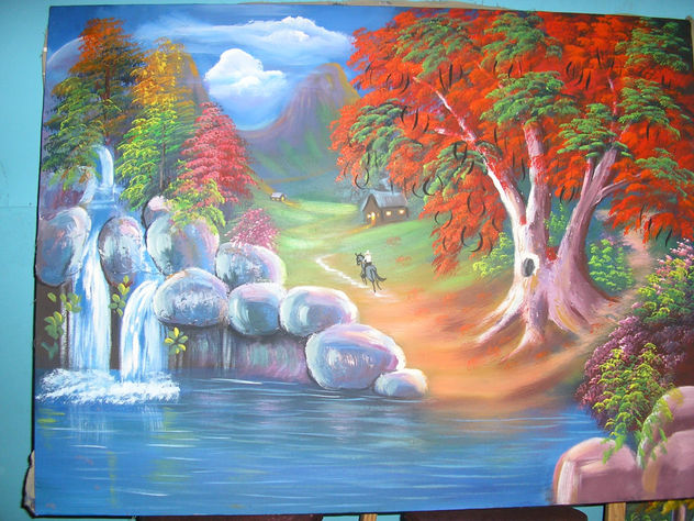 PAISAJE CON CASCADA