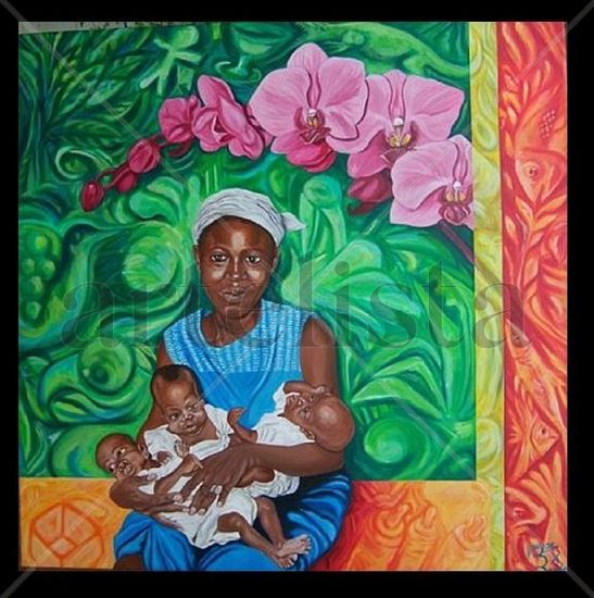 Maternidad africana 1 Acrylic Canvas Portrait