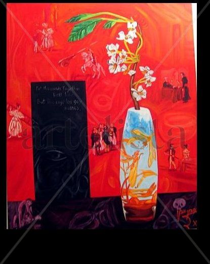 Rojo y negro de Stendhal Acrylic Canvas Still Life Paintings