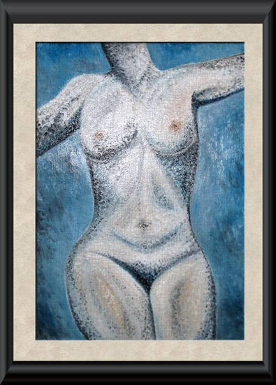 Torso Azul Óleo Lienzo Desnudos