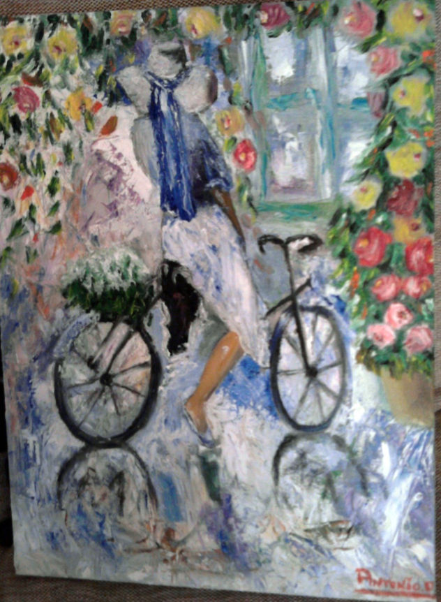 mujer con bicicleta