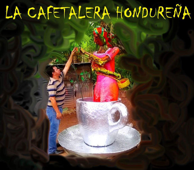 ESCULTURA  HONDUREÑA MONUMENTO A  LA CAFETALERA Metal Figurativa