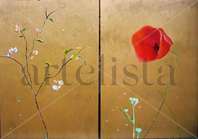 Diptico de la Primavera Oil Canvas Floral Painting