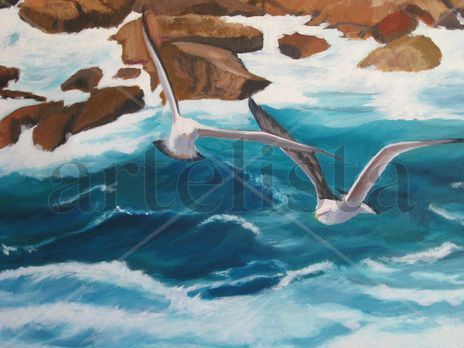 Gaviotas al vuelo