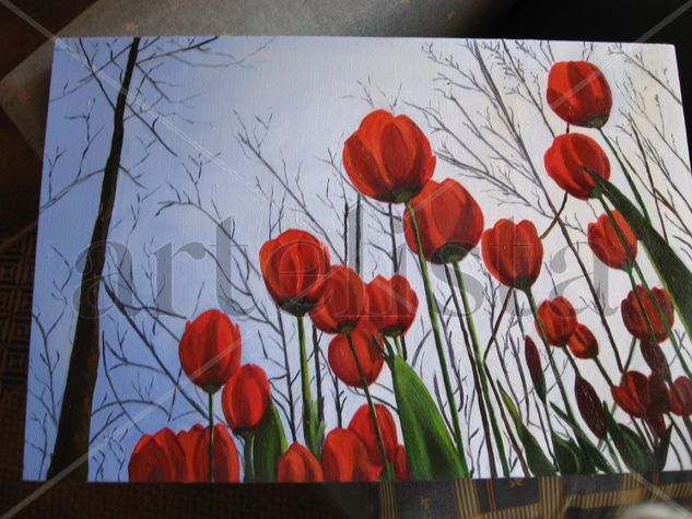 hacia el cielo Oil Canvas Floral Painting