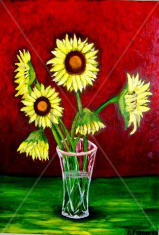 MIS GIRASOLES Oil Canvas Still Life Paintings