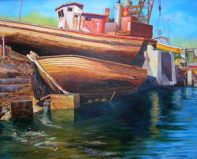 Astillero de San Antonio Oil Canvas Marine Painting