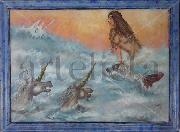 Sirena y Unicornios en el mar Óleo Otros Otros