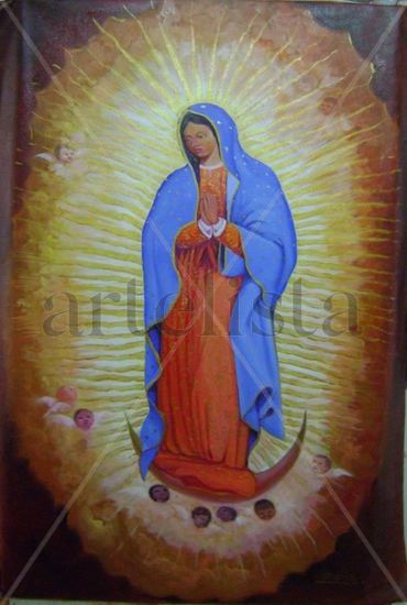 Virgen DE GUADALUPE Óleo Lienzo Figura