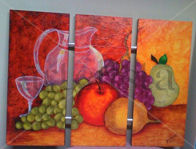 FRUTAS TROPICALES Oil Panel Still Life Paintings