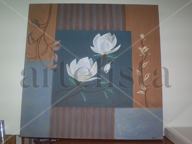 cuadro flores. Acrylic Canvas Floral Painting