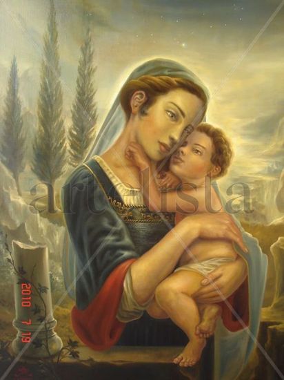 Virgen de los Cipreses Oil Canvas Landscaping