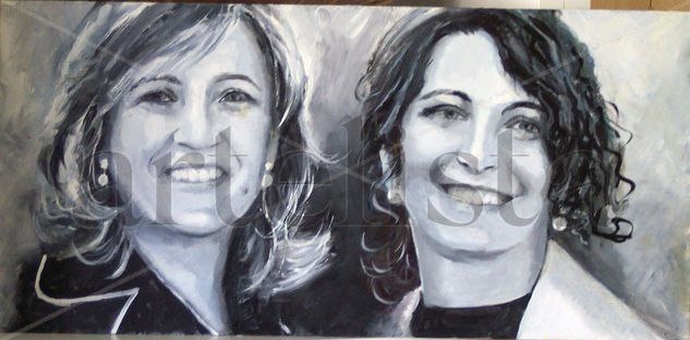 sandra y Silvia Óleo Lienzo Retrato