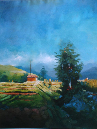 Paisaje expresionista rural Oil Canvas