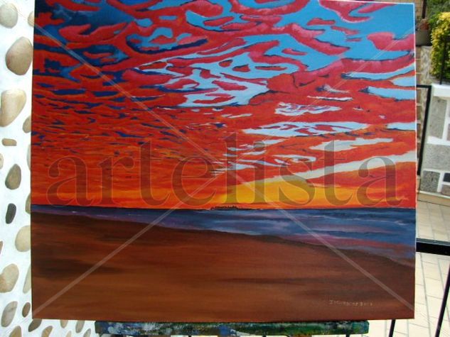 POR DO SOL NO MAR Acrylic Canvas Marine Painting