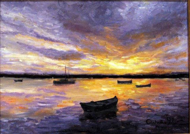 PUESTA DE SOL DESDE EL MUELLE Oil Canvas